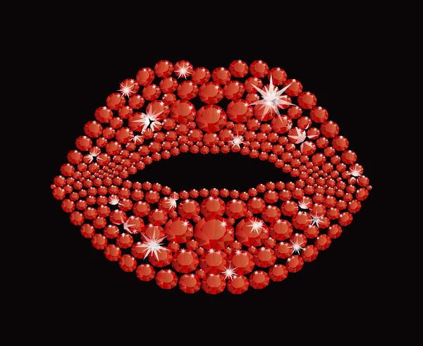 Brillante diamante de lujo labios rojos, joya, cristal, moda, glamour — Archivo Imágenes Vectoriales