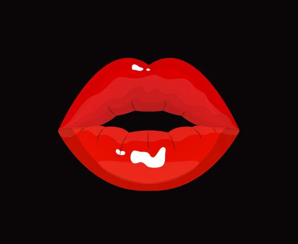 Rouge sexy lèvres brillantes, rouge à lèvres, bouche ouverte — Image vectorielle