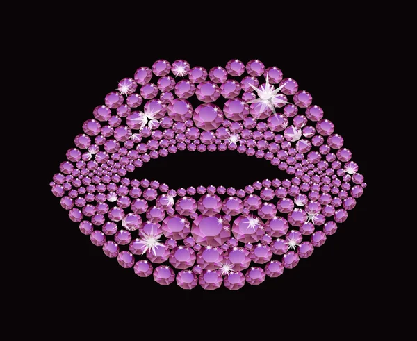 Labios de lujo brillante diamante, joya, cristal, moda, glamour — Vector de stock