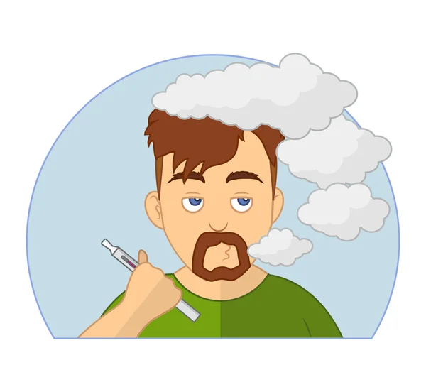 Estilo plano hombre vapeo e-cigarrillo — Vector de stock