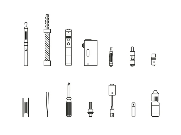 Vaping ääriviivat kuvake asetettu — vektorikuva