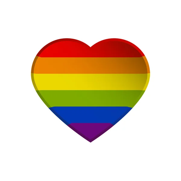 Symbole LGBT, fierté, coeur de liberté, couleurs arc-en-ciel — Image vectorielle