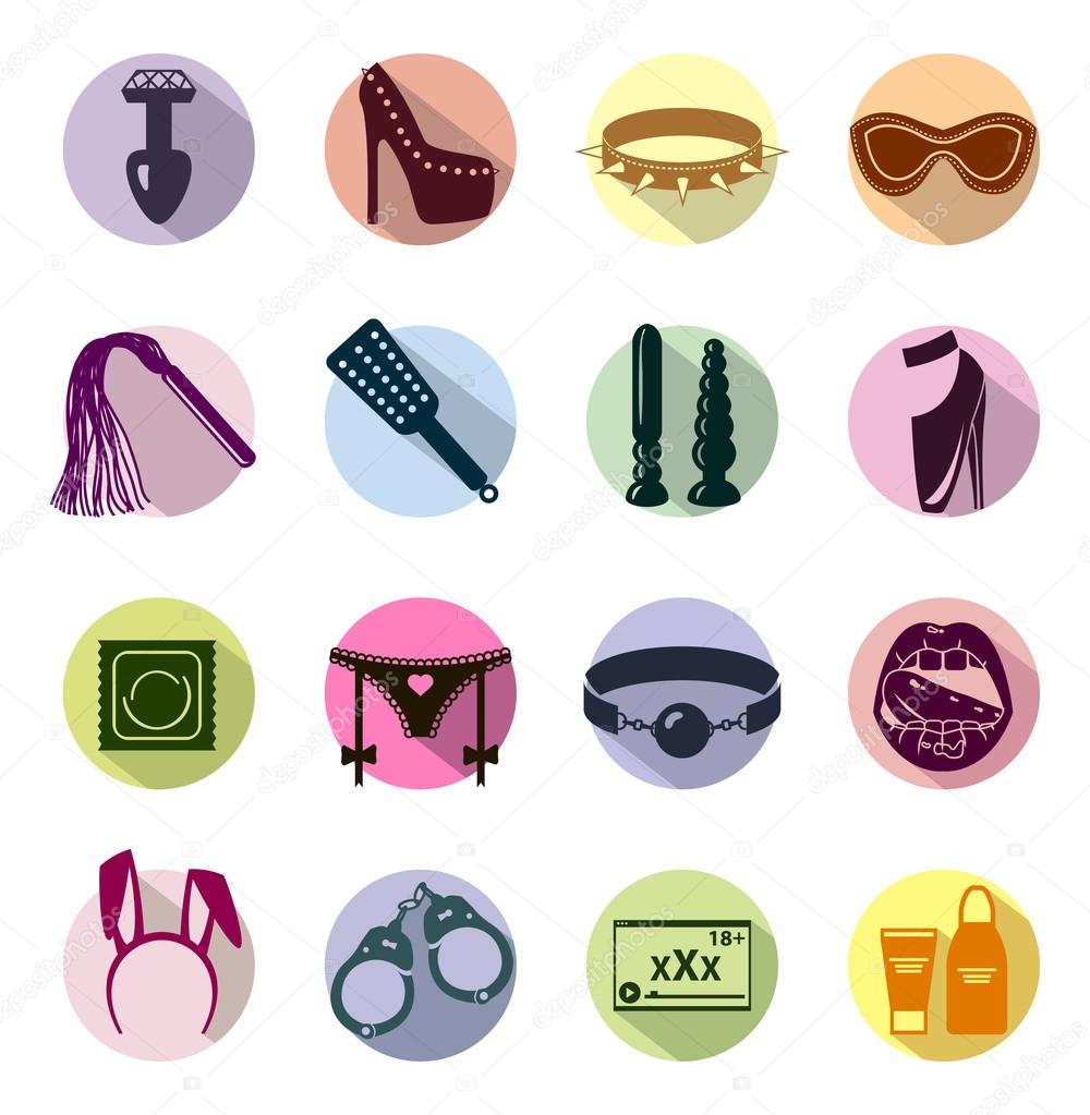 Flat Colored Sex Shop Icon Set Sex Toys Bdsm Vector Stock Vector Image By ©flyintospace 88847530 