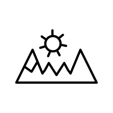 Dağ Doğrusal Vektör Simgesi Tasarımı