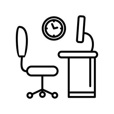 Ofis Doğrusal Vektör Simgesi Tasarımı