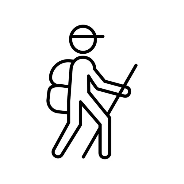 Hiker Linearer Vektor Icon Design — Stockvektor