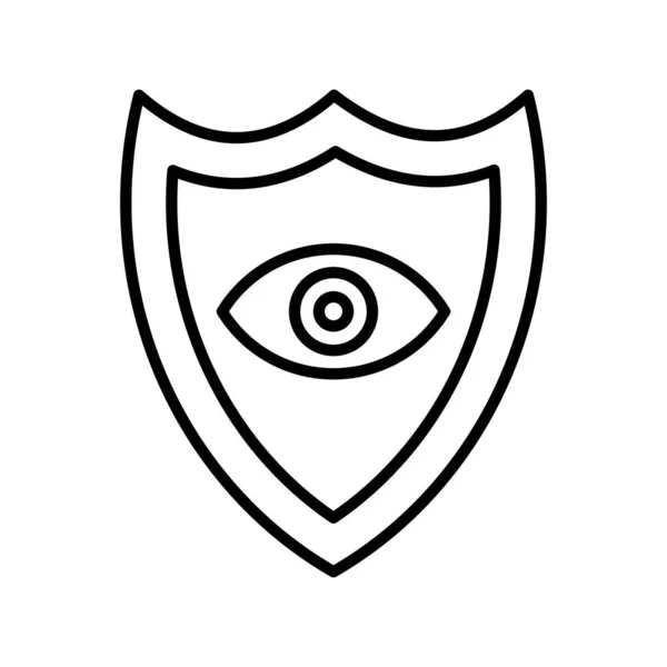 Diseño Lineal Del Icono Del Vector Del Escudo Ocular — Vector de stock