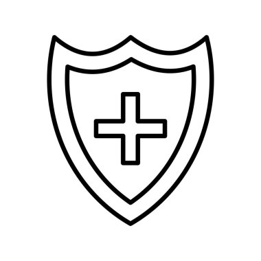 Tıbbi Kalkan Doğrusal Vektör Simgesi Tasarımı