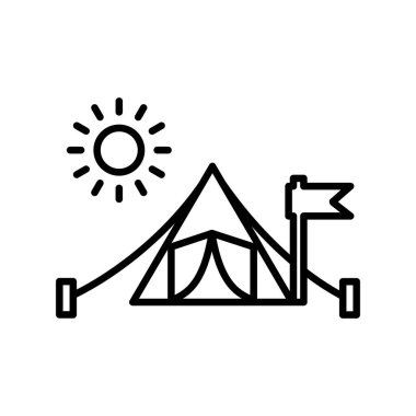 Çadır Doğrusal Vektör Simgesi Tasarımı