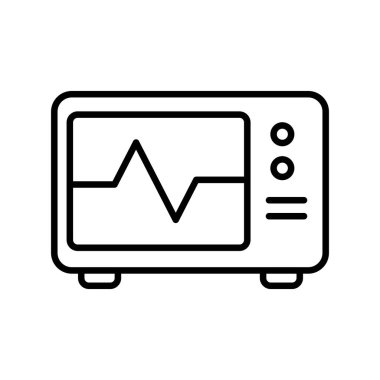 ECG İzleyici Doğrusal Vektör Simgesi Tasarımı
