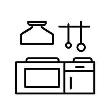 Mutfak Doğrusal Vektör Simgesi Tasarımı