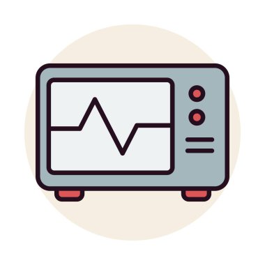 ECG İzleyici Doğrusal Vektör Simgesi Tasarımı