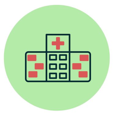 Hastane Binası Dolu Vektör Simgesi Tasarımı