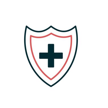 Tıbbi Kalkan Doğrusal Vektör Simgesi Tasarımı