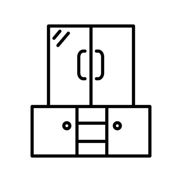 Cabinet Vector Line Icon Design — Stock Vector