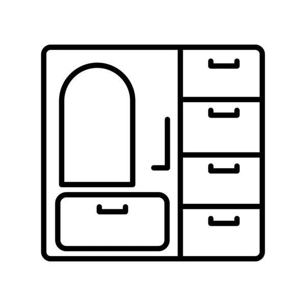 Cupboard Vector Line Icon Design — Vetor de Stock