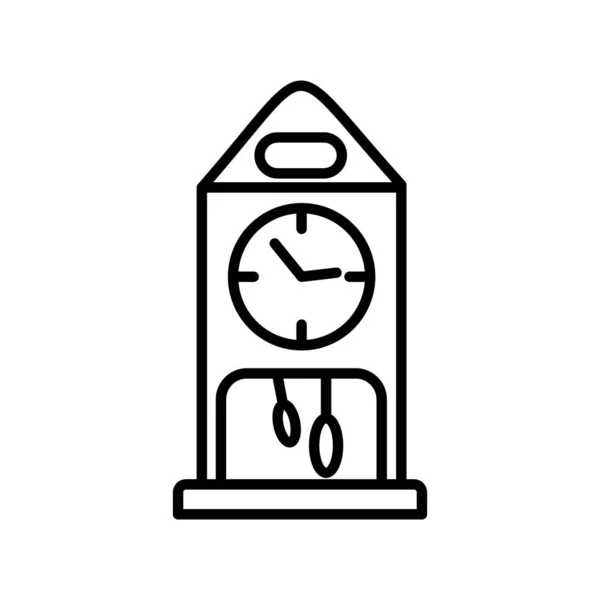 Reloj Cuco Vector Línea Icono Diseño — Vector de stock