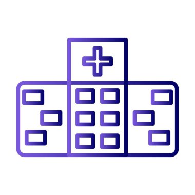 Hastane İnşaat Hattı Gradyan Vektör Simgesi Tasarımı