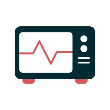 ECG Monitörü Glyph İki Renk Vektörü Simgesi Tasarımı
