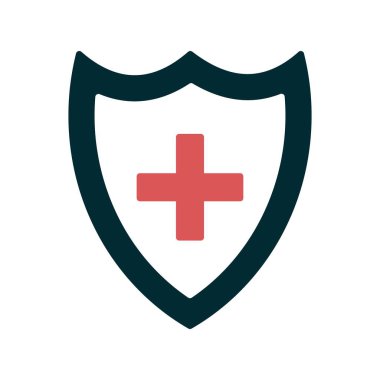 Tıbbi Kalkan Sembol İki Renk Vektörü Simgesi Tasarımı