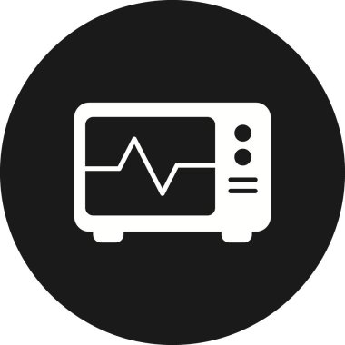 ECG İzleyici Glyph Ters Vektör Simgesi Tasarımı