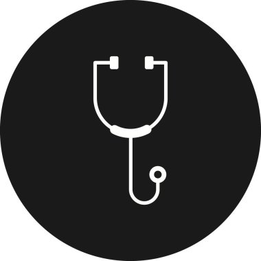 Stetoskop Glyph Ters Vektör Simgesi Tasarımı