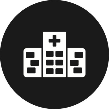 Hastane Binası Glyph Ters Vektör Simgesi Tasarımı