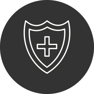 Tıbbi Kalkan Çizgisi Çemberi Ters Vektör Simgesi Tasarımı