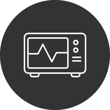 ECG Monitör Satır Çemberi Ters Vektör Simgesi Tasarımı