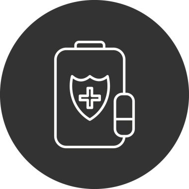 Tabletler Çizgisi Çemberi Ters Vektör Simgesi Tasarımı