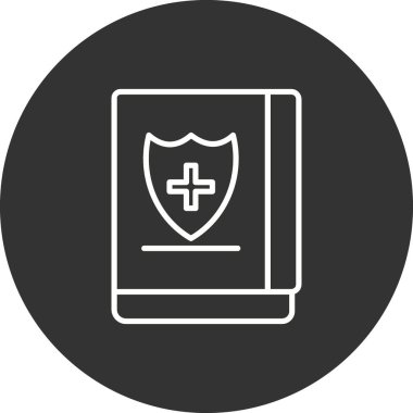 Tıbbi Kitap Satırı Çemberi Ters Vektör Simgesi Tasarımı