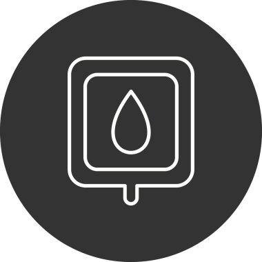 Kan Torbası Çizgisi Çemberi Ters Vektör Simgesi Tasarımı