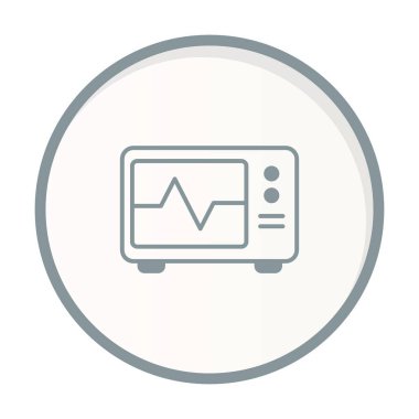ECG İzleme Çemberi Gri Vektör Simgesi Tasarımı