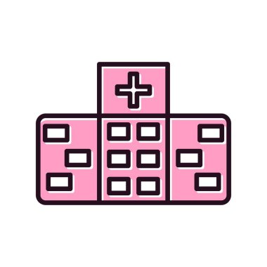 Hastane Binası Dolu Vektör Simgesi Tasarımı