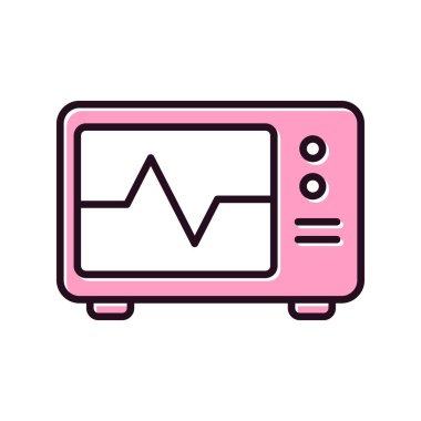 ECG Ekran Dolu Vektör Simgesi Tasarımı