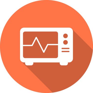 ECG İzleyici Glyph Gölge Vektör Simgesi Tasarımı
