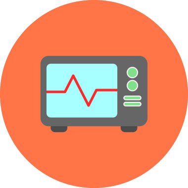 ECG İzleyicisi Düz Çember Vektör Simgesi Tasarımı