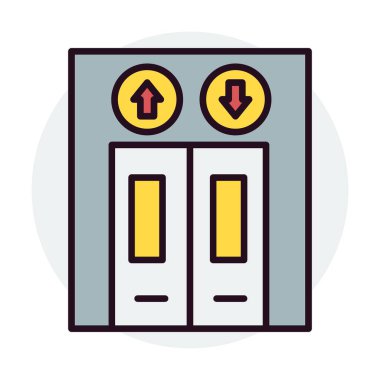 Asansör Doğrusal Vektör Simgesi Tasarımı