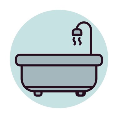 Banyo Küveti Doğrusal Vektör Simgesi Tasarımı