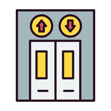 Asansör Doğrusal Vektör Simgesi Tasarımı