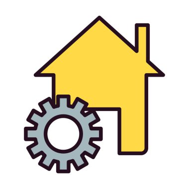 Yapı Doğrusal Vektör Simgesi Tasarımı Altında