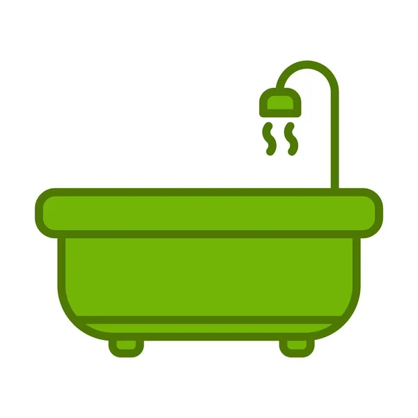 Banyo Küveti Doğrusal Vektör Simgesi Tasarımı — Stok Vektör