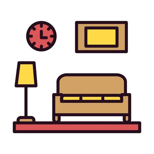 Living Room Linear Vector Icon Design — Stock Vector