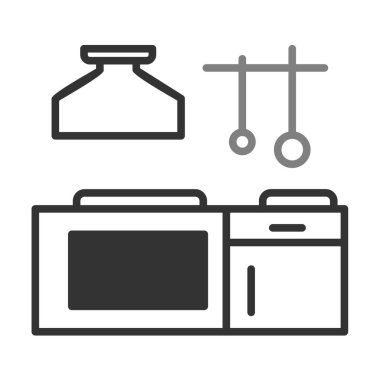 Mutfak Doğrusal Vektör Simgesi Tasarımı