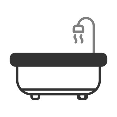 Banyo Küveti Doğrusal Vektör Simgesi Tasarımı