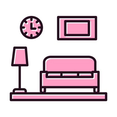 Oturma Odası Dolu Vektör Simgesi Tasarımı