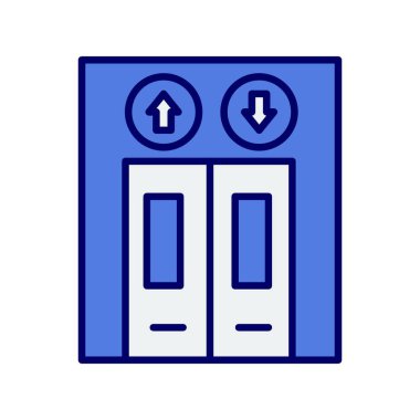 Asansör Satırı Dolu Vektör Simgesi Tasarımı