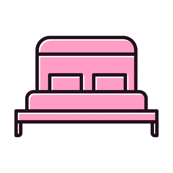 Κρεβάτι Γεμάτο Σχέδιο Εικονίδιο Διάνυσμα — Διανυσματικό Αρχείο