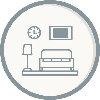 Oturma odası Doğrusal Vektör Simgesi Tasarımı