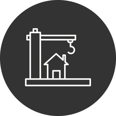 Yapı Satırı Çemberi Ters Vektör Simgesi Tasarımı